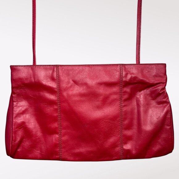 Vintage Red Leather Crossbody Bag 80s B Young Colombia - Picture 4 of 10